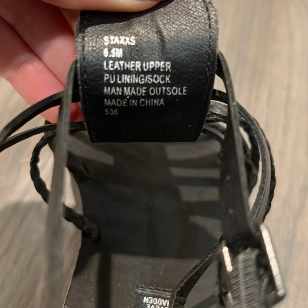 Steven by Steve Madden Staxxs Black Leather Gladiator Sandals 6.5 - Picture 8 of 10